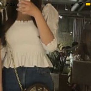 Zara white puff top crop